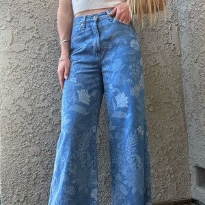 Wrangler Blue Floral Wide-Leg Jeans